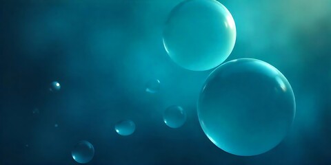 Translucent Bubbles Abstract Background with Dark Blue and Teal Gradient