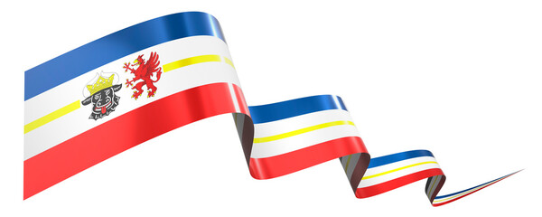Mecklenburg-Western Pomerania flag - wavy ribbon isolated on white background - 3D illustration