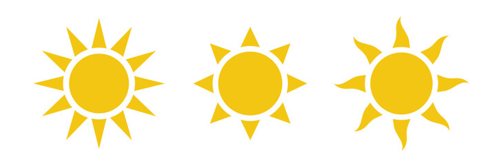Sun icons collection. Yellow sun icon. Vector illustration