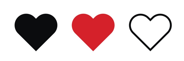 Heart icon. Set of heart vector icons isolated on white background. Vector illustration.