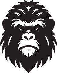 Stylish Black and White Silhouette of a Ape art 