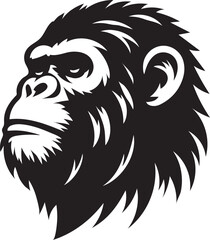 Bold black and white stylized Ape head profile graphic