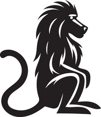 Stylish Black and White Silhouette of a Baboon