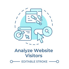 Analyze website visitors soft blue concept icon. Behavior and demographics of online customers. Round shape line illustration. Abstract idea. Graphic design. Easy to use in presentation