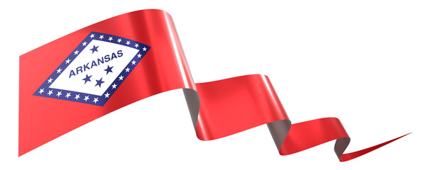 Fototapeta premium Arkansas flag - wavy ribbon isolated on white background - 3D illustration