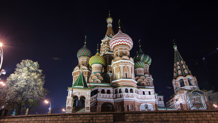Back side of St. Basils cathedral timelapse hyperlapse in Moscow, Russia