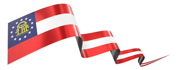 Fototapeta premium Georgia flag - wavy ribbon isolated on white background - 3D illustration