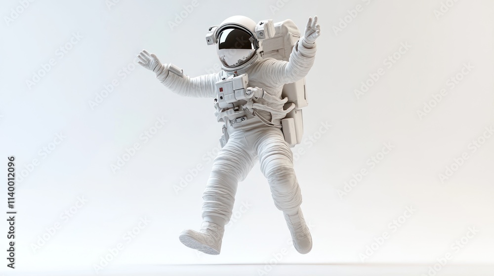 Leinwandbilder a 3d-rendered astronaut in a white spacesuit, appearing to float in a minimalist environment.