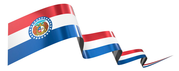 Missouri flag - wavy ribbon isolated on white background - 3D illustration