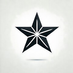 Obraz premium Minimalist Geometric Five-Pointed Black Star on White 