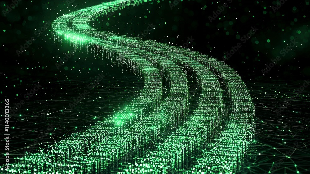 Poster futuristic data stream abstract green digital flow background