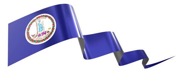Virginia flag - wavy ribbon isolated on white background - 3D illustration