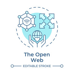 Obraz premium Open web soft blue concept icon. Networks and platforms accessible to anyone. Digital experience. Round shape line illustration. Abstract idea. Graphic design. Easy to use in presentation