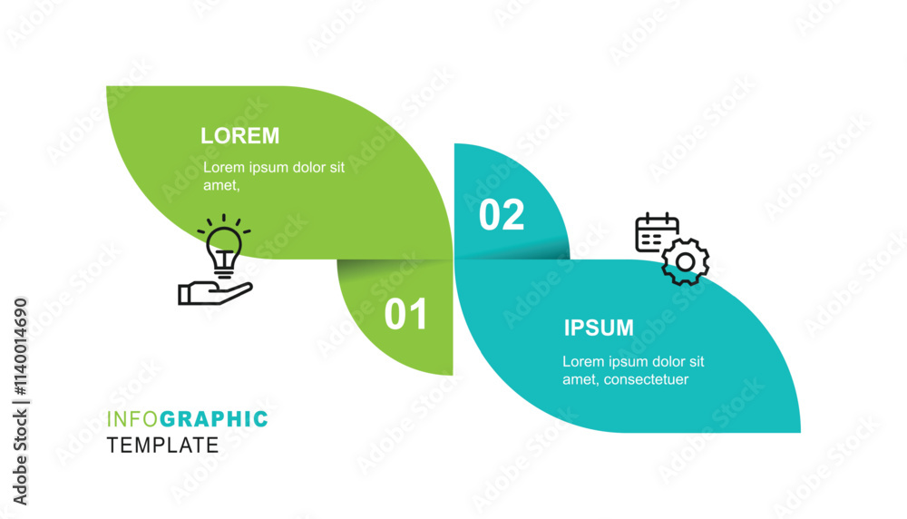 Poster 2 step infographic template with icons suitable for business information and web presentation