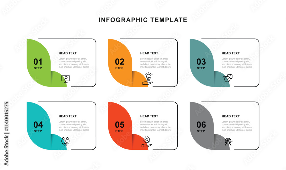 Poster Design template infographic vector element with 6 step process suitable for business information and web presentation