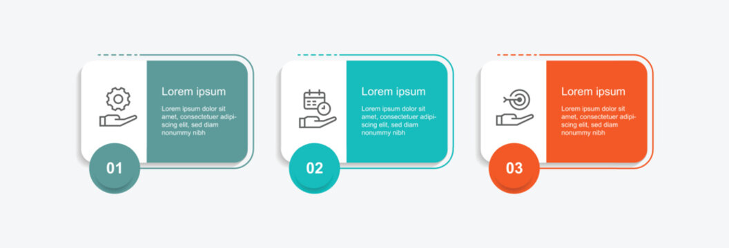 3 step table infographic template suitable for business information and web presentation