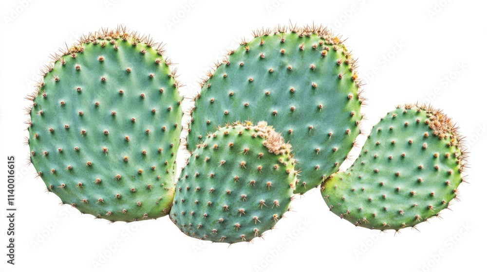 Poster cactus close up showcasing intricate thorn texture against a clean white background emphasizing natu