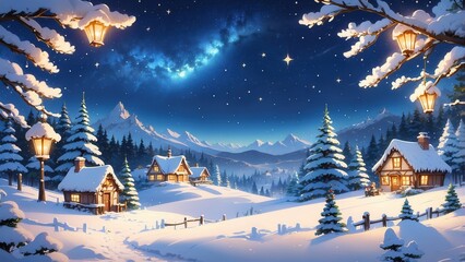winter landscape with christmas tree