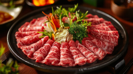 高級和牛焼き肉の洗練された盛り付け