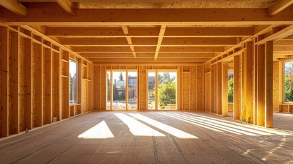 Wooden frame of a new house under construction