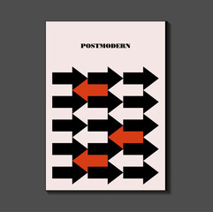 Poster inspired postmodern of vector abstract dynamic symbols with bold geometric shapes, useful for web background, poster art design, magazine front page, hi-tech print, cover artwork.