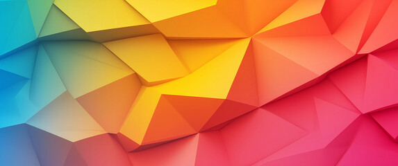 Obraz premium Geometric Low Poly Background With Colorful Gradient Of Blue Yellow And Red