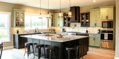 Modern Farmhouse Kitchen Island With Granite Countertops