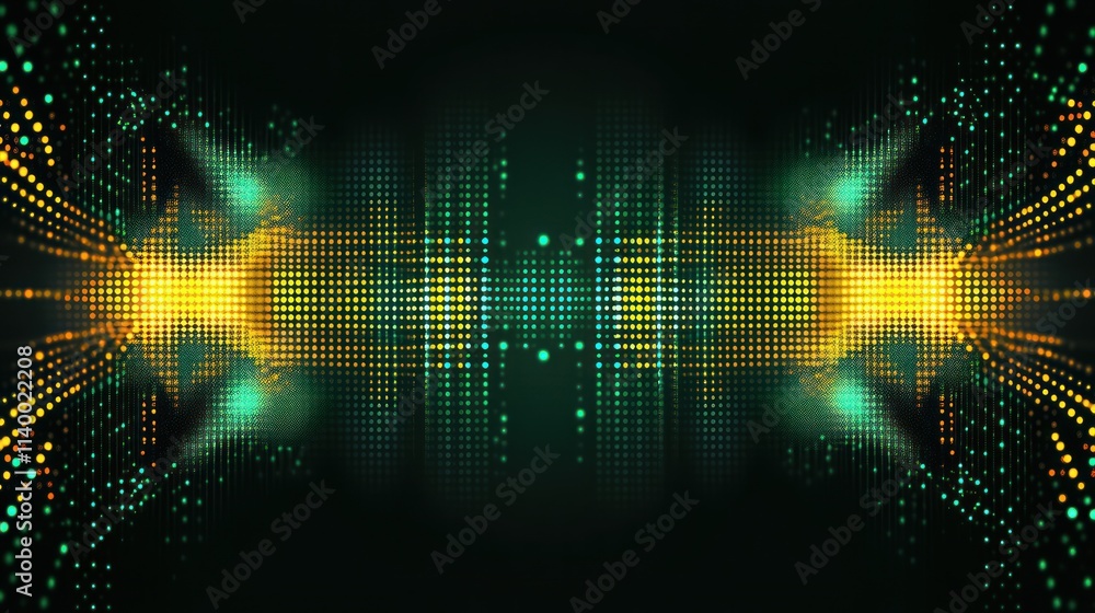 Leinwandbilder abstract digital design with vibrant dots and waves, suggesting sound or data visualization.