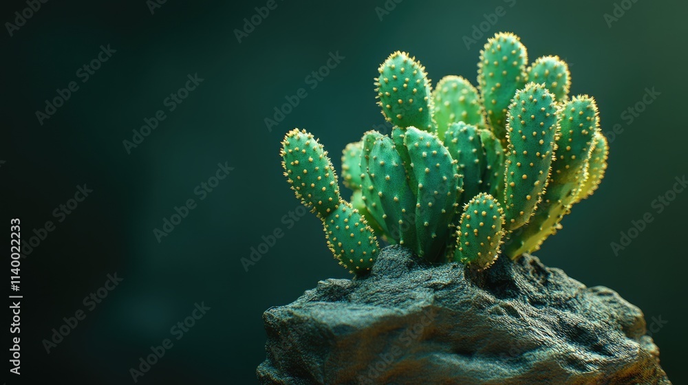 Poster cactus in selective focus showcasing intricate details against a soft background highlighting its un