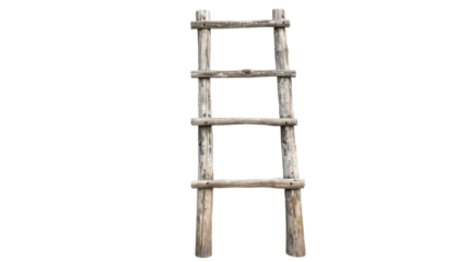 Rustic wooden ladder stands elegantly against a simple green backdrop enhancing its natural beauty and craftsmanship