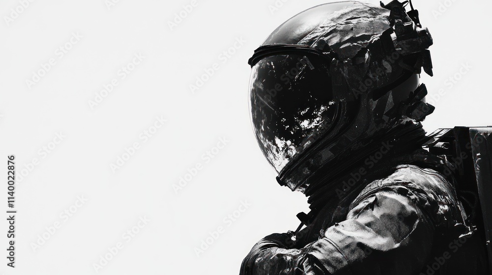 Aufkleber a silhouette of an astronaut in a space suit against a plain background.