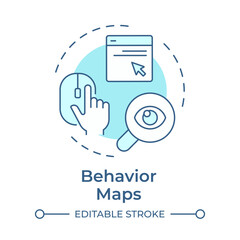 Behavior maps soft blue concept icon. Improving user experience. Website visitor tracking method. Round shape line illustration. Abstract idea. Graphic design. Easy to use in presentation