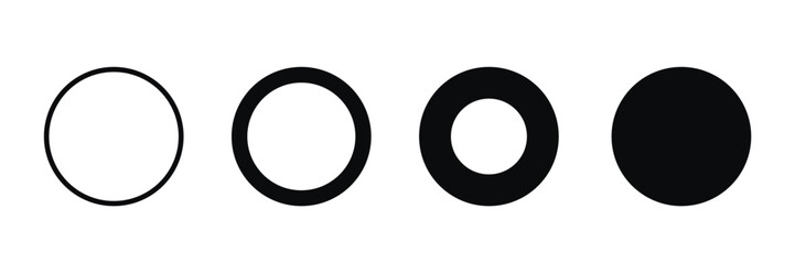 Black circles with white background. Round button.