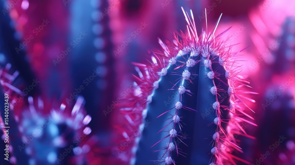 Poster vibrant close-up of colorful cactus spines showcasing intricate details and unique textures in a vib