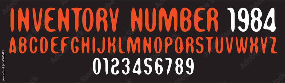 Poster vector round symmetrical simple font. set of letters and numbers of the latin alphabet.