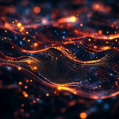 Generative AI process visualized with abstract shapes and glowing lights 