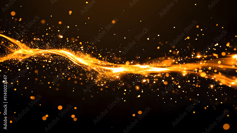 Poster A dynamic swirl of golden light and sparkling particles creates an enchanting visual effect against a dark background
