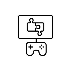 Puzzle game outline icons, minimalist vector illustration ,simple transparent graphic element .Isolated on white background