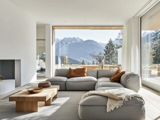 Fototapeta premium Modern Mountain View Living Room Interior Design