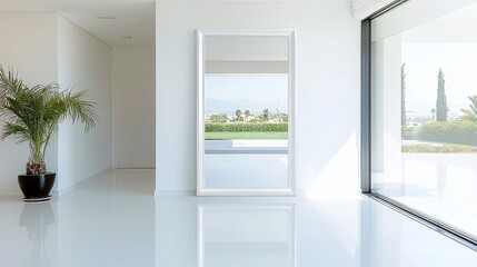 Spacious Illusion, a large wall mirror enhances light reflection, creating an airy atmosphere and visually expanding the room's dimensions for a brighter, inviting space