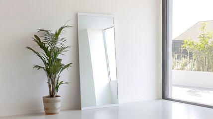 Expansive Wall Mirror Enhancing Illumination and Spatial Perception in Interior Design