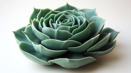 Obraz premium Succulent plant with lush green leaves isolated on white background showcasing its intricate texture and beauty in a tranquil setting