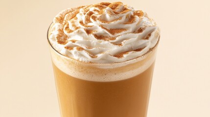 A warm pumpkin spice latte with whipped cream and cinnamon or nutmeg is a tasty fall treat. The latte is a popular drink in October, when pumpkins are in season.