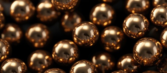 Festive gold ornaments arranged beautifully for a joyful holiday celebration and Christmas decoration concepts.