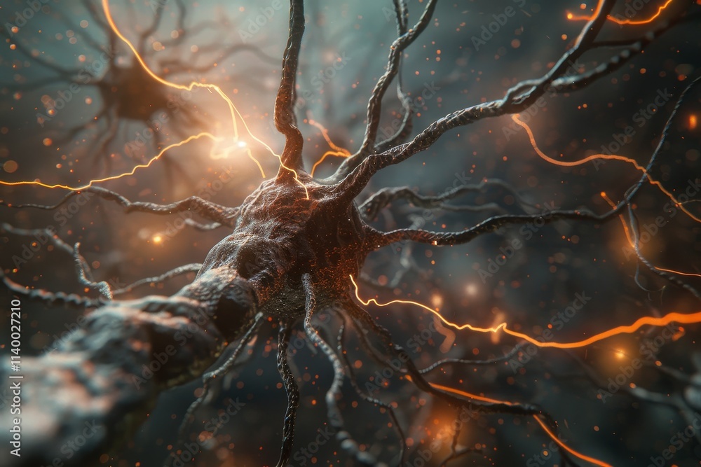 Poster a detailed depiction of the brain, showcasing its complex anatomy and functions. stylised representa
