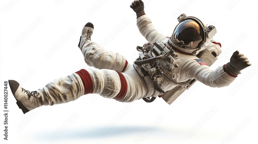 Poster An astronaut floating in space, showcasing the exploration of outer space and human ingenuity.