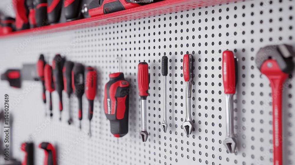 Poster versatile pegboard walls, ideal for organizing tools and accessories in workshops or garages, maximi