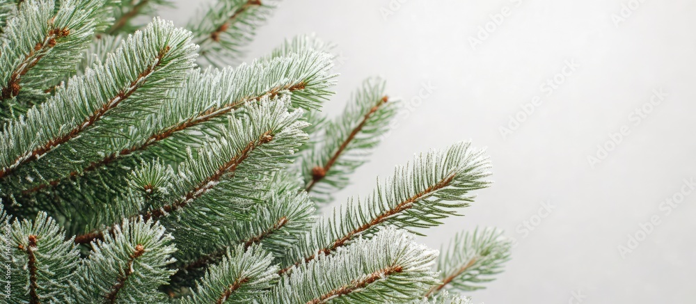Poster christmas fir tree branches with soft focus background for festive holiday designs and copyspace for