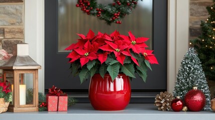 Festive Red Poinsettia Arrangement for Christmas Decor