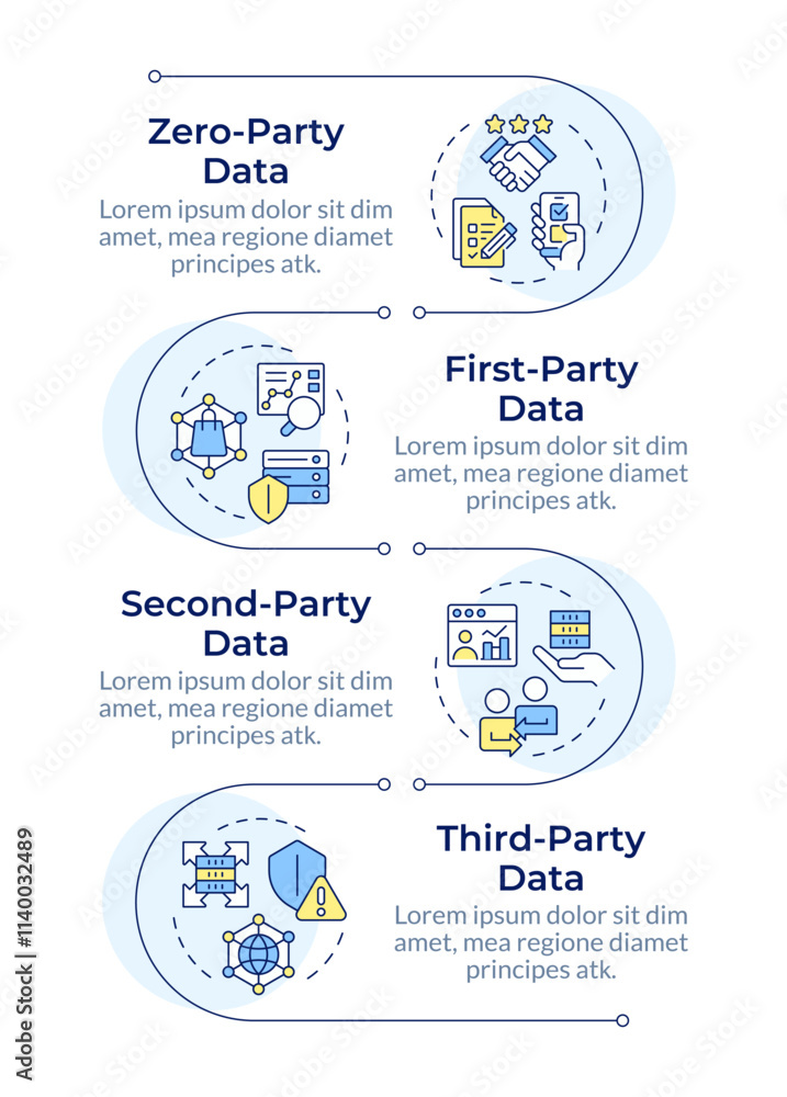 Poster audience data types infographic vertical sequence. digital commercial information analytics. visuali